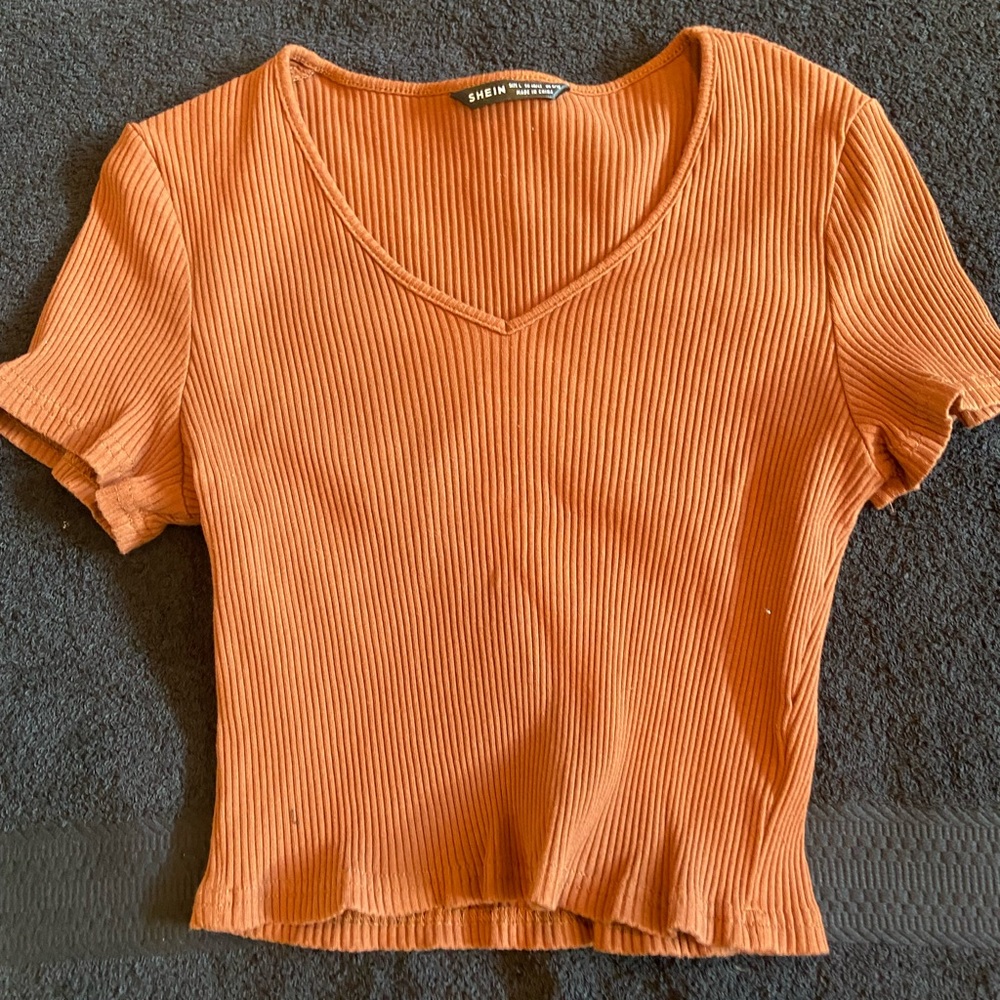 Orange SHEIN crop tshirt